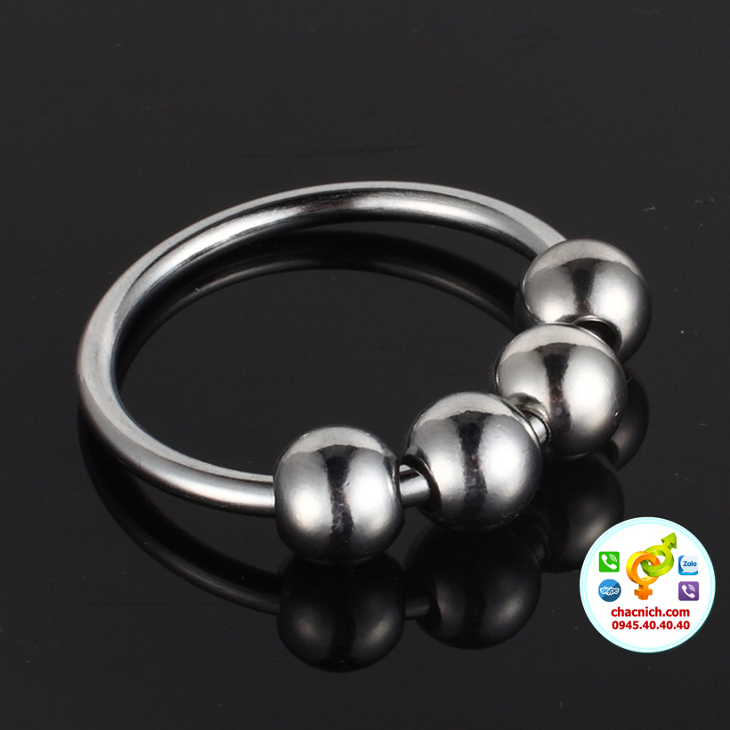 Vòng đeo inox không gỉ 4 bi, linh hoạt đeo đầu dương vật bền bỉ Vòng đeo inox không gỉ 4 bi, linh hoạt đeo đầu dương vật bền bỉ